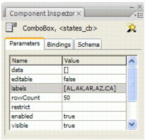 Enter component parameters