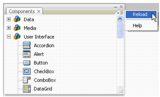 Select reload from the Components panel menu